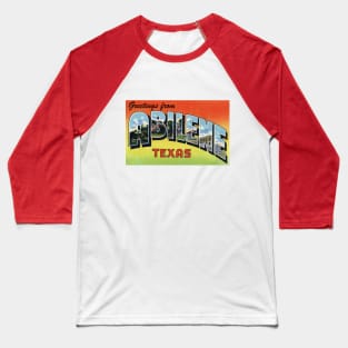 Greetings from Abilene Texas, Vintage Large Letter Postcard Baseball T-Shirt